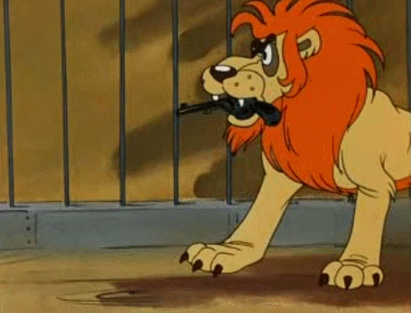 Гиф: Лев с пистолетом из  Ну Погоди